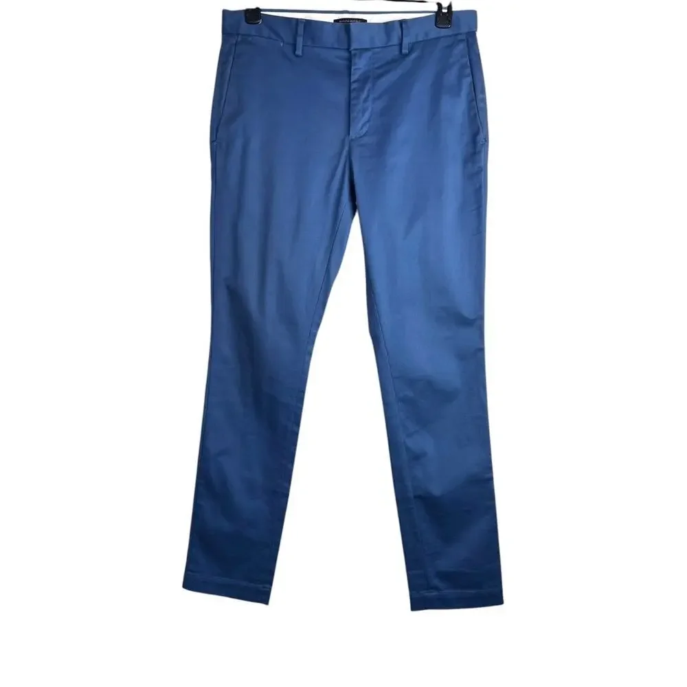 Banana Republic Men's Fulton Chino Rapid Movement Line Slim Fit in Blue 32W 34L